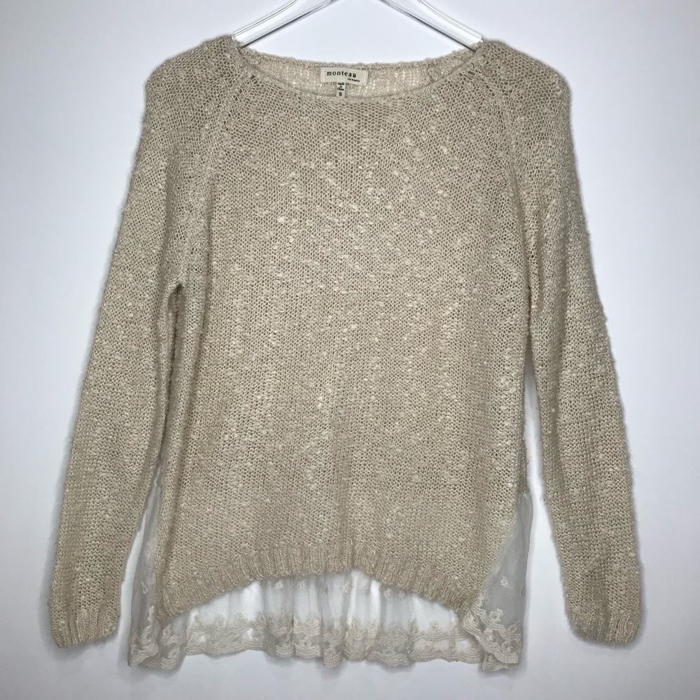 ✨SOLD✨Monteau Beige Lace Sweater
